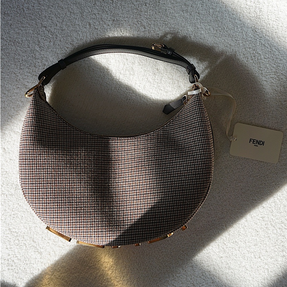 Fendi Fendigraphy Small Houndstooth Baguette